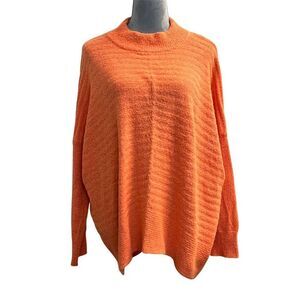 Fever Women's Orange Knit Pullover Sweater M Fall Oversized Boho Hippie Stretch